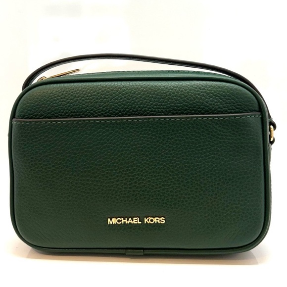 Michael Kors Jet Set Small Leather Camera Crossbody Bag Moss